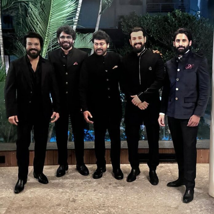 Chiru Posts The Pics Of Stylish Men In Black - Gulte