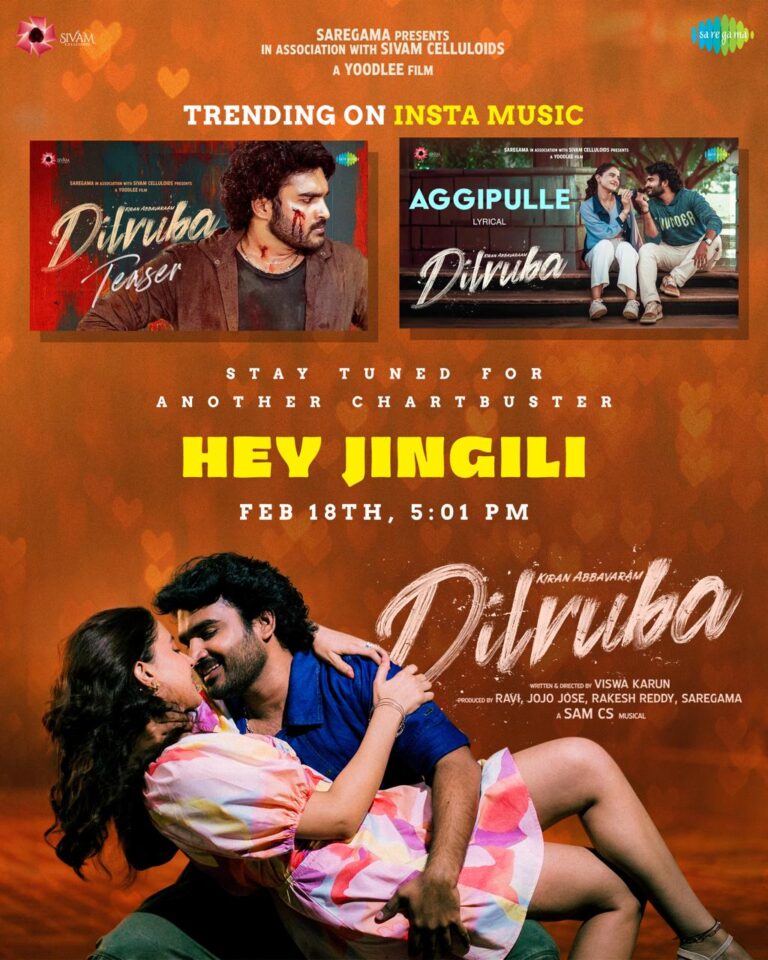 Second single ” Hey Jingili” From “Dilruba” Releasing Tomorrow